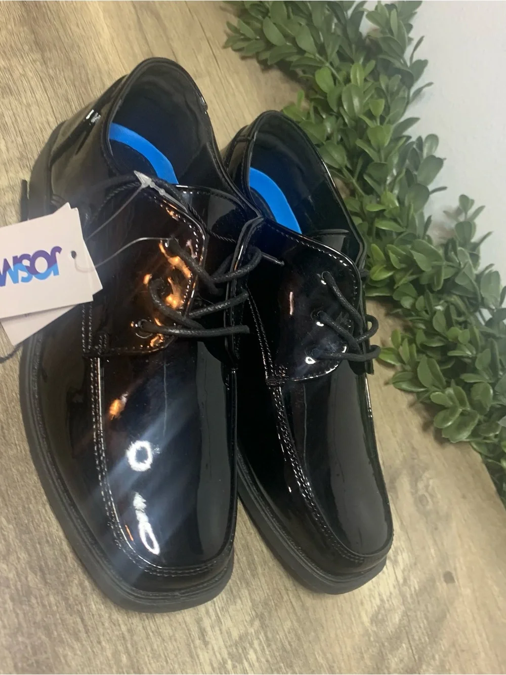 Boys Classic Black Patent Leather  Lace-Up Dress Shoes Size 1